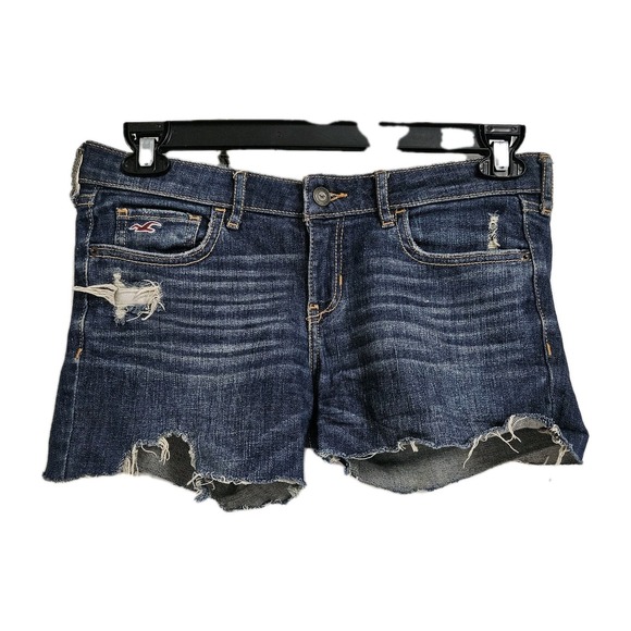 Hollister Pants - Y2K Hollister Cut-Off Low-Rise Jean Shorts Juniors 7R Blue Thrashed Grunge Boho